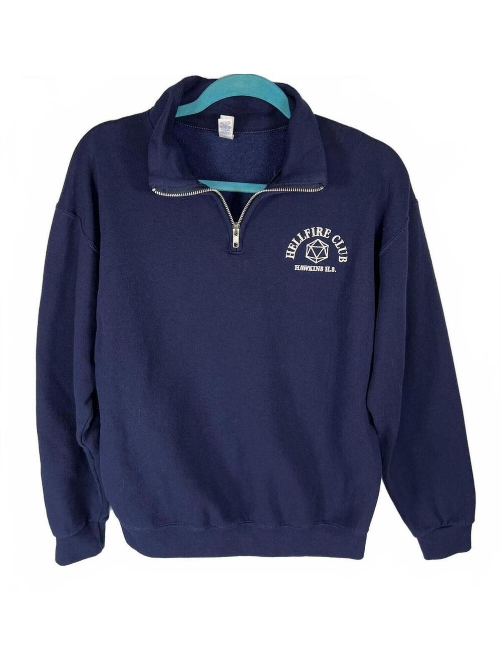 Hellfire Club Stranger Things Quarter Zip // Unisex 80s Retro Geek Chic Grunge M